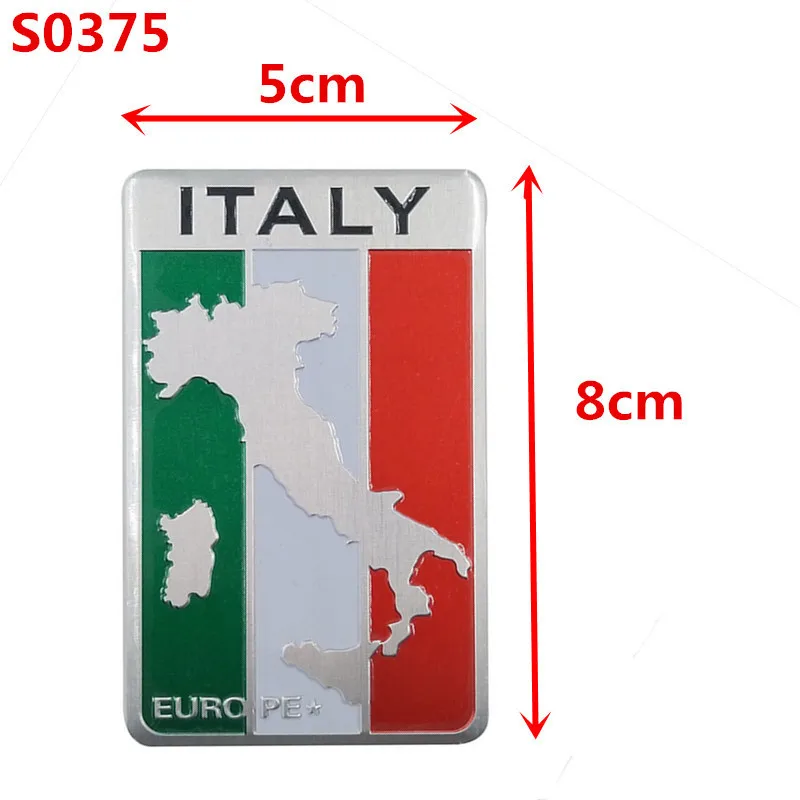 Autocollant Aluminium 3D Drapeau Italie Carte - 80x50 Mm, Pour Voiture Fiat, Porsche, Ferrari, Abarth