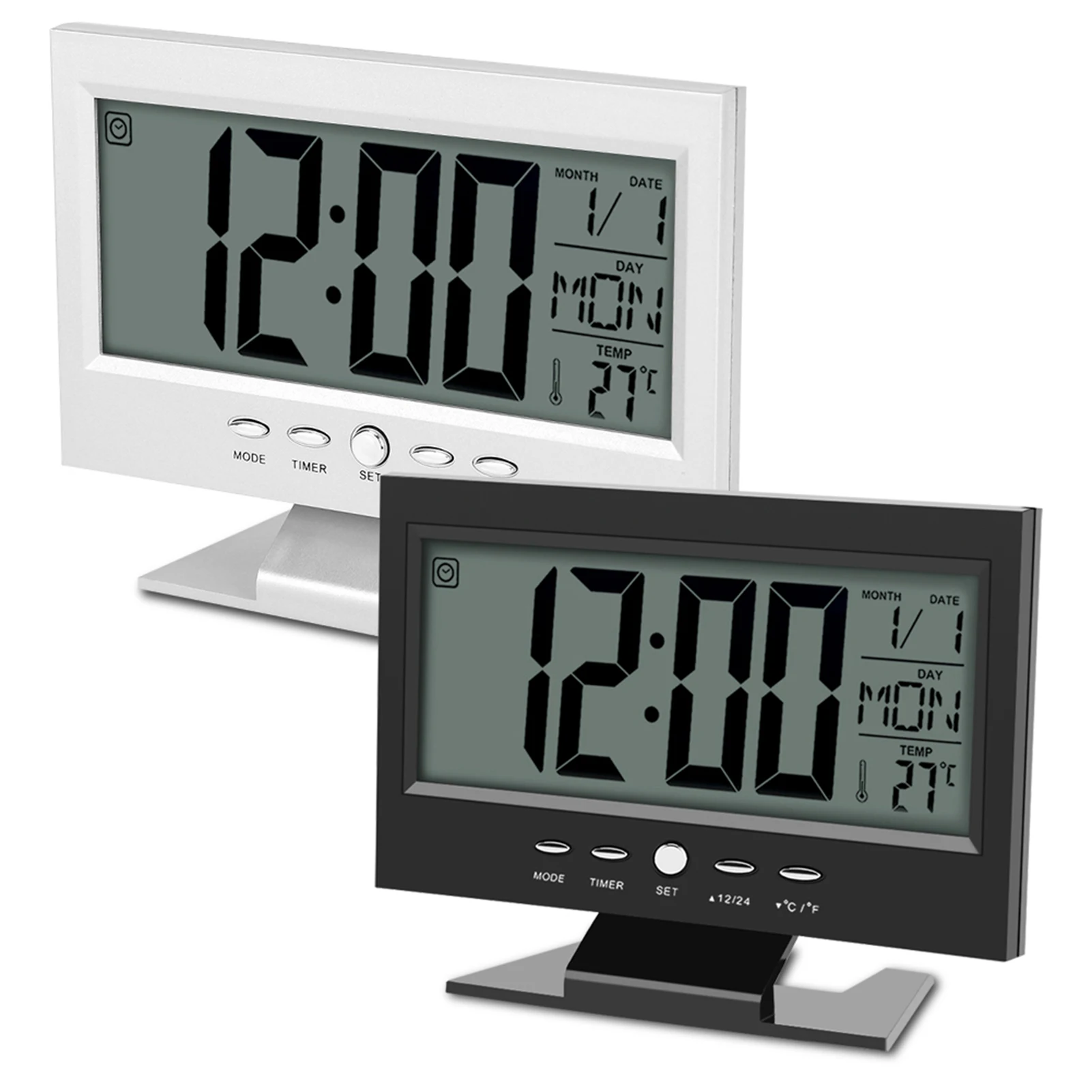 LCD Digital Sound Sensor Alarm Clock with Calendar and Temp Display table desk digital clock,lcd digital clock,digital desk clock,digital table clock