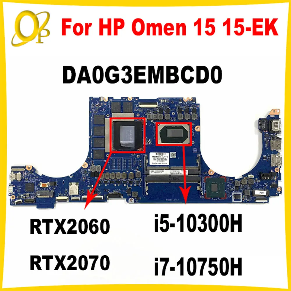 Muslimfor Hp Omen 15 15-Ek Tpn-Q236 Scheda Madre Del Computer Portatile Con I5-10300H I7-10750H Cpu Rtx 2060/2070 Gpu Ddr4 Completamente Testato
