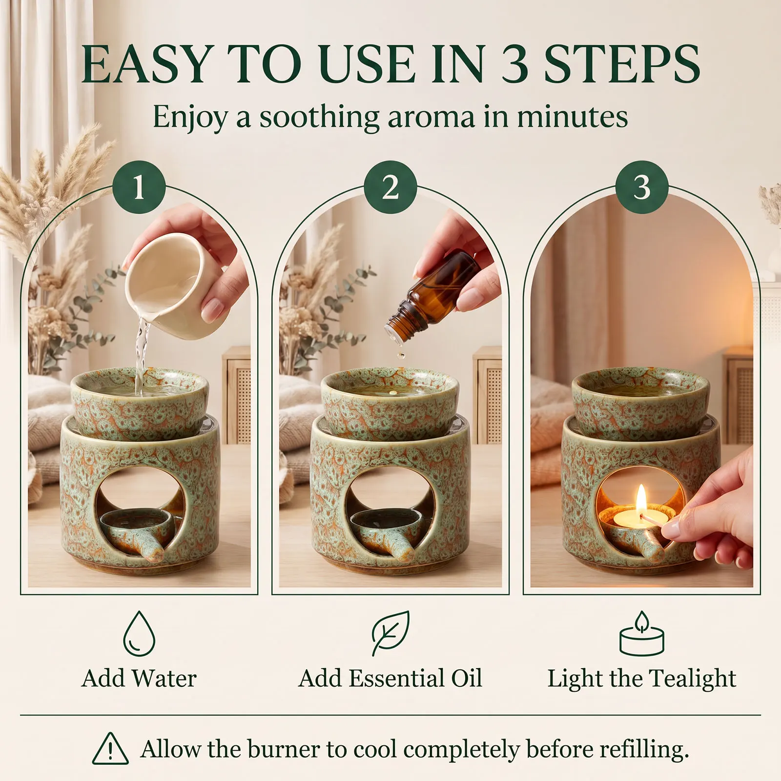 Candlelit Aromatherapy Essential Oils Burner & Home Decor Incense Lamp