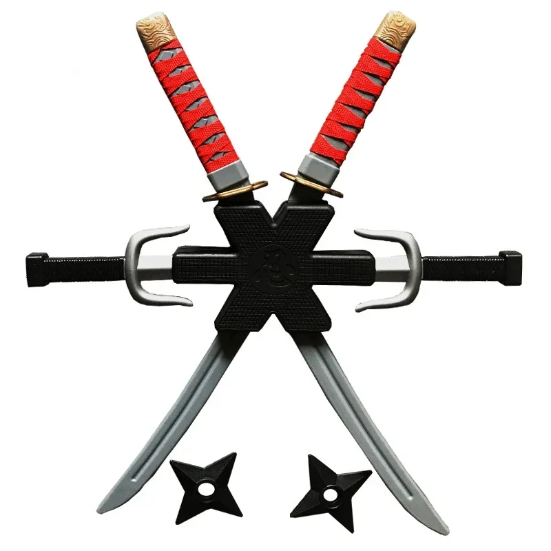 New 56cm Halloween Samurai Ninja Plastic Retro Long Knife Daggers 7 Pieces in A Set Deadpool Cos Double Sword Costume Props Toys 6
