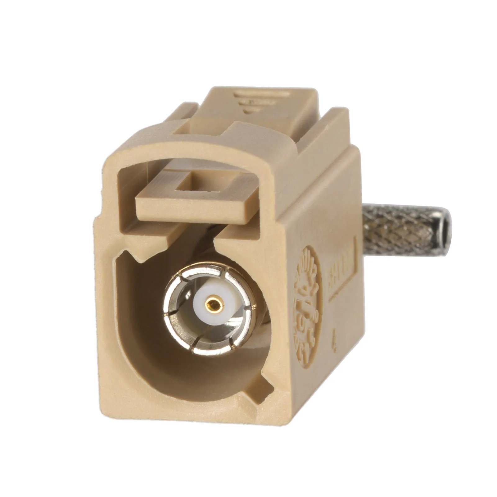 Beige Female Right Angle Crimp RF Coaxial Connector for RG316 Cable