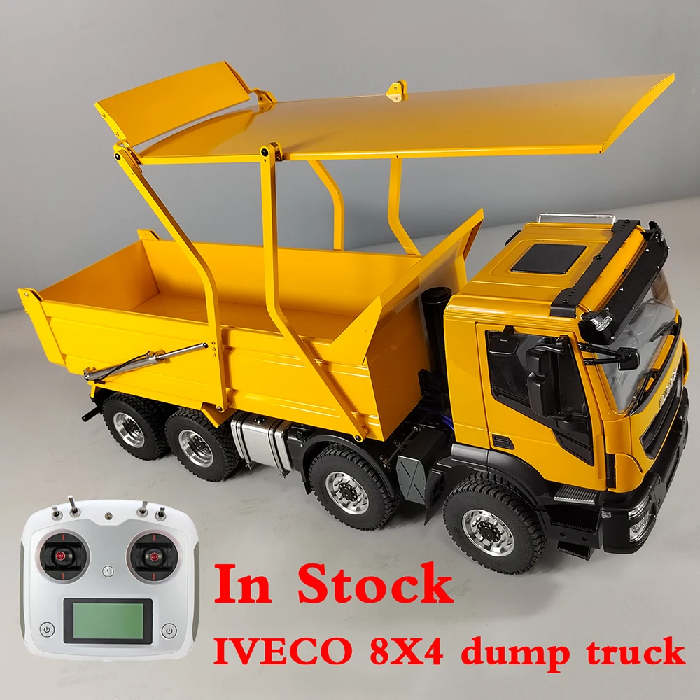 Nuovo 1/14 Iveco 8 X4 Rc Dumper Idraulico Con Coperchio Ribaltabile Rtr Modello In Metallo Telecomando Dumper Rc Auto Giocattoli
