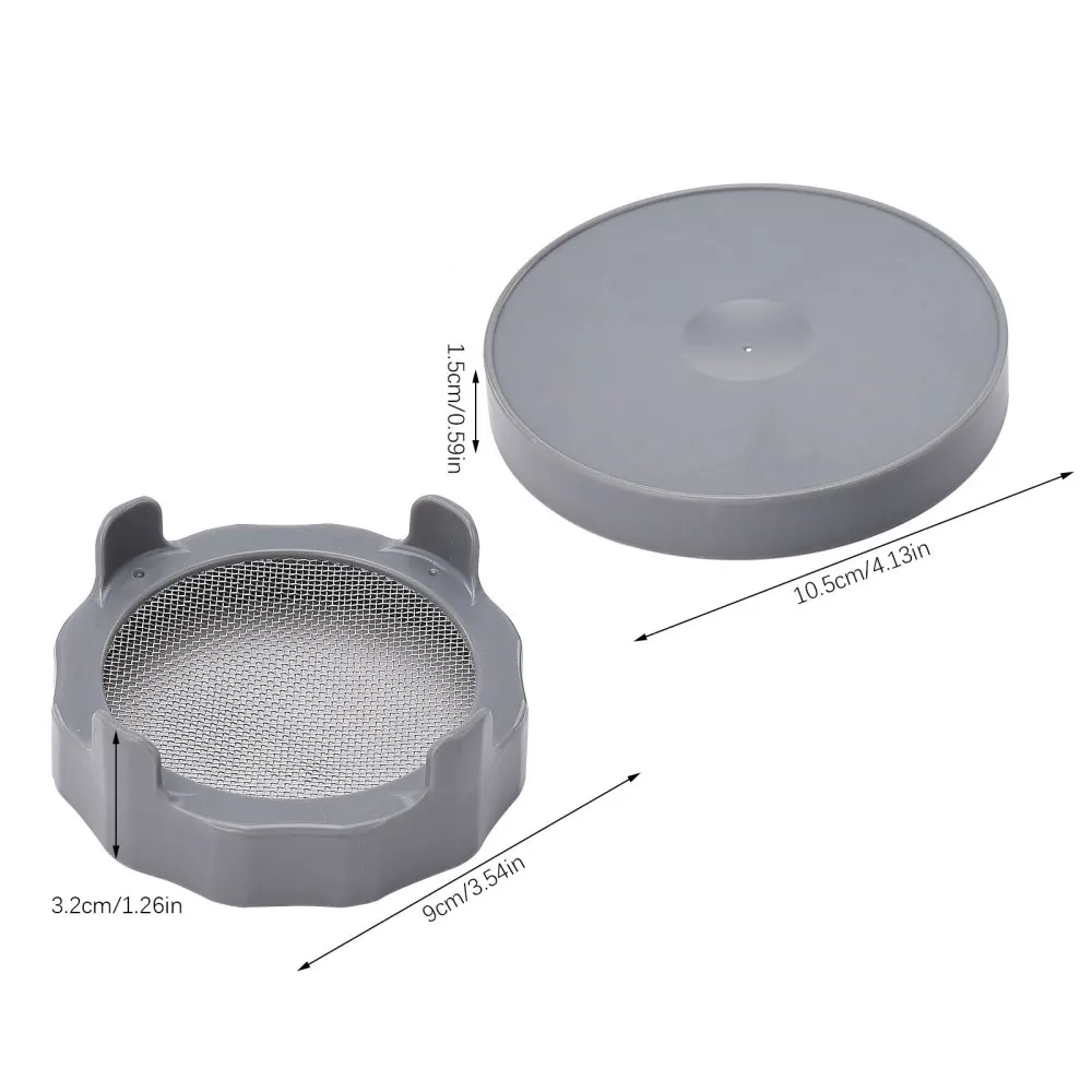 Plastic Sprouting Lid with Stainless Steel Screen Mesh Cover Cap for 86mm Wide Mouth Mason Sprout Jars Germination Strainer