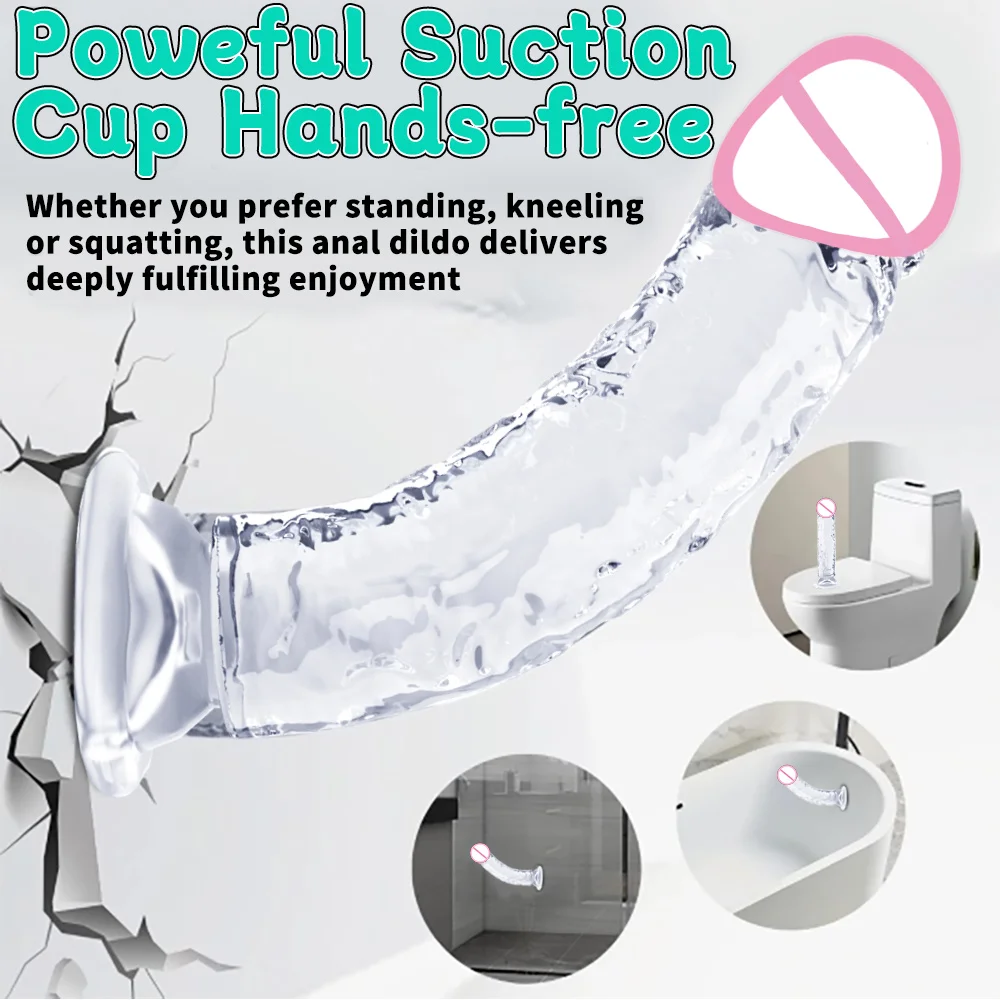 Realistic Dildo Clear Soft Lifelike Sex Toy with Vein Texture Penis for Vagina Anal Stimulation with Strong Suction Cup Adulttoy