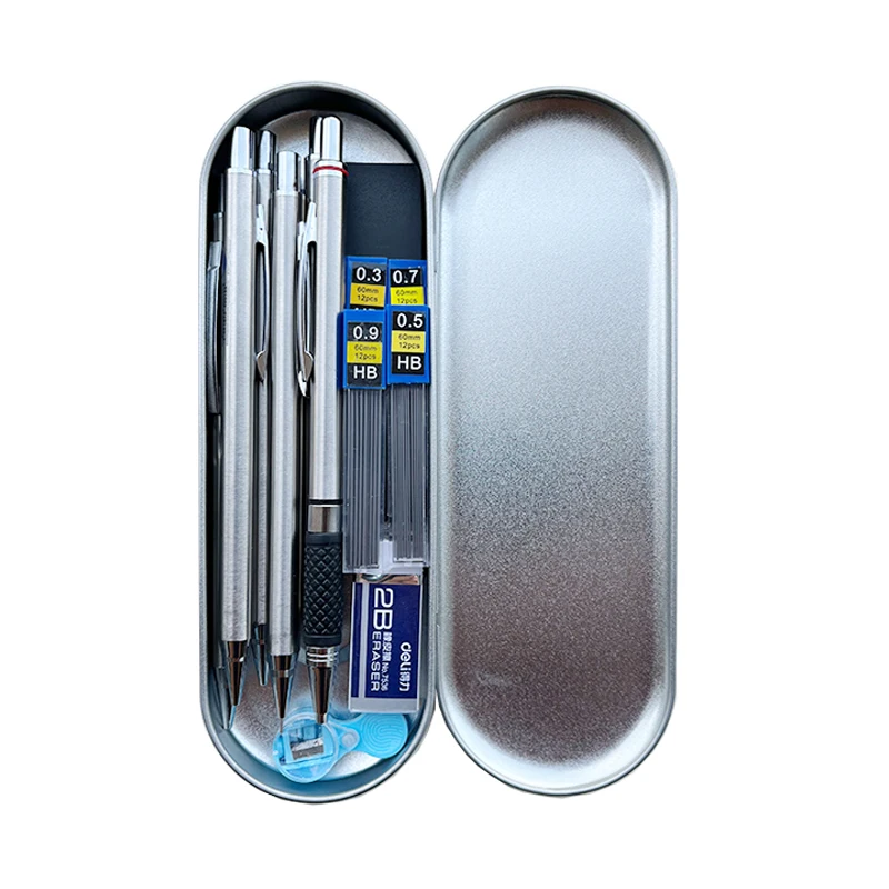 Metal Mechanical Pencil Set - 03 to 20mm Art Sketch Pencils with Eraser and Sharpener