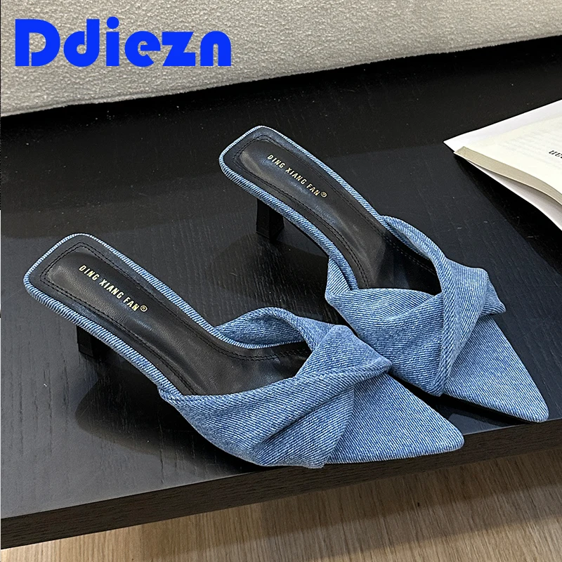 

Туфли-лодочки женские на высоком каблуке, заостренный носок, сланцы, летняя обувь, 2024