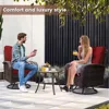 2 Luxury Outdoor Swivel Wicker Glider Patio Chairs with Table Set, Overstuffed Washable Cushions, Ideal for Porch, Balcony,Deck 2