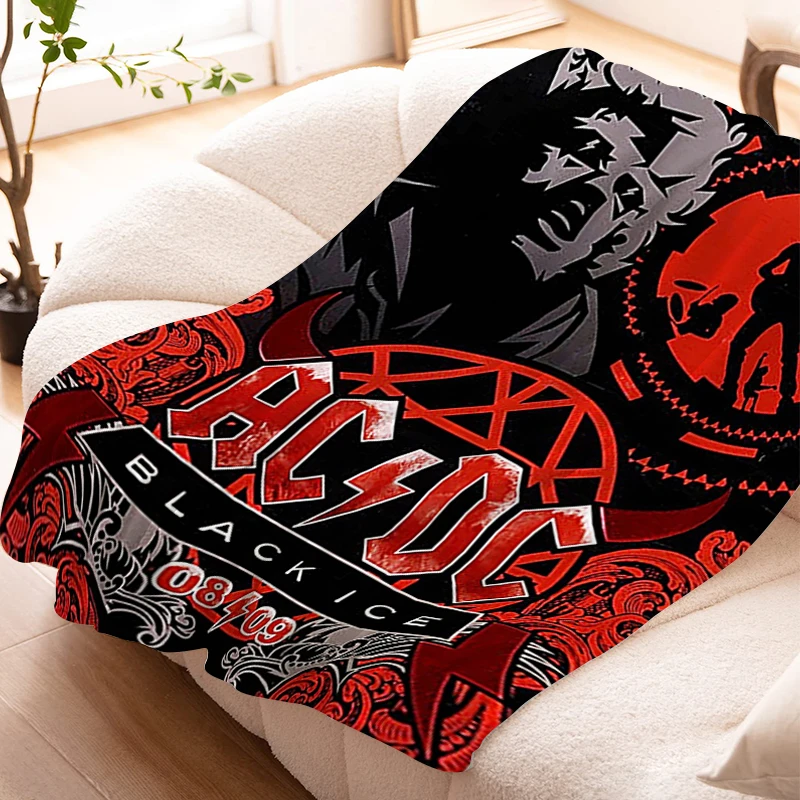 

Bed Blanket Sofa Winter Rock-ACDC Warm Knee Fleece Camping Custom Flannel Nap Fluffy Soft Blankets King Size Microfiber Bedding