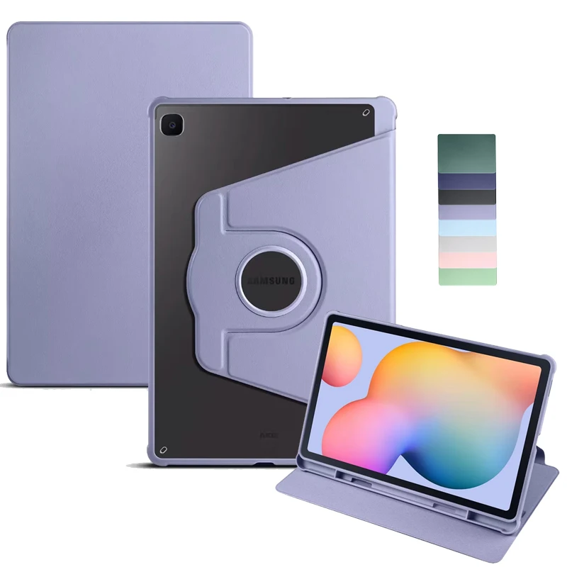 Per Samsung S6 Lite Tablet Case P613 360 Gradi Rotante Clear Hard Pc Back Per Samsung Galaxy Tab S6 Lite Funda Con Portapenne
