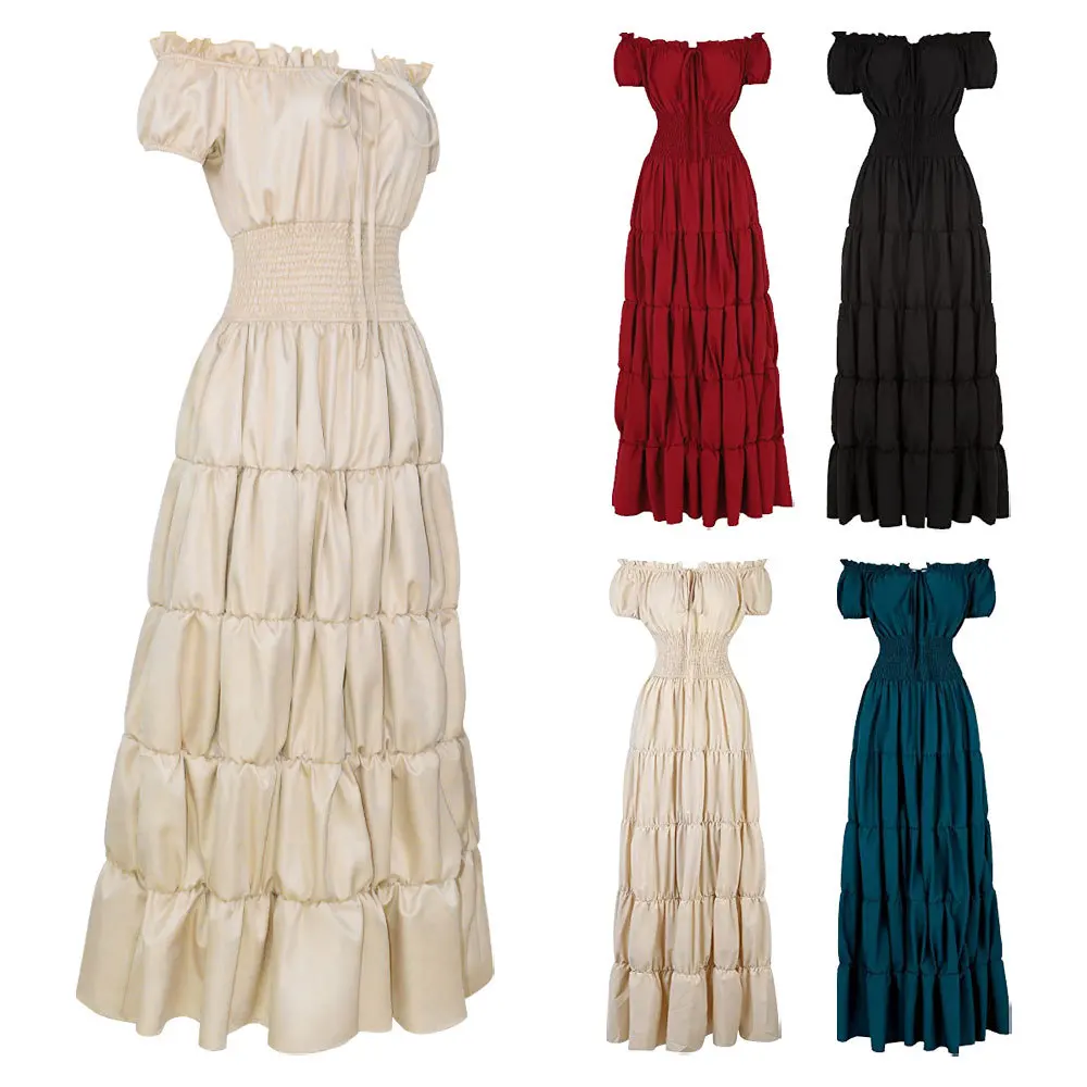 vrouwen-victoriaanse-geplooide-maxi-jurk-off-shoulder-middeleeuwse