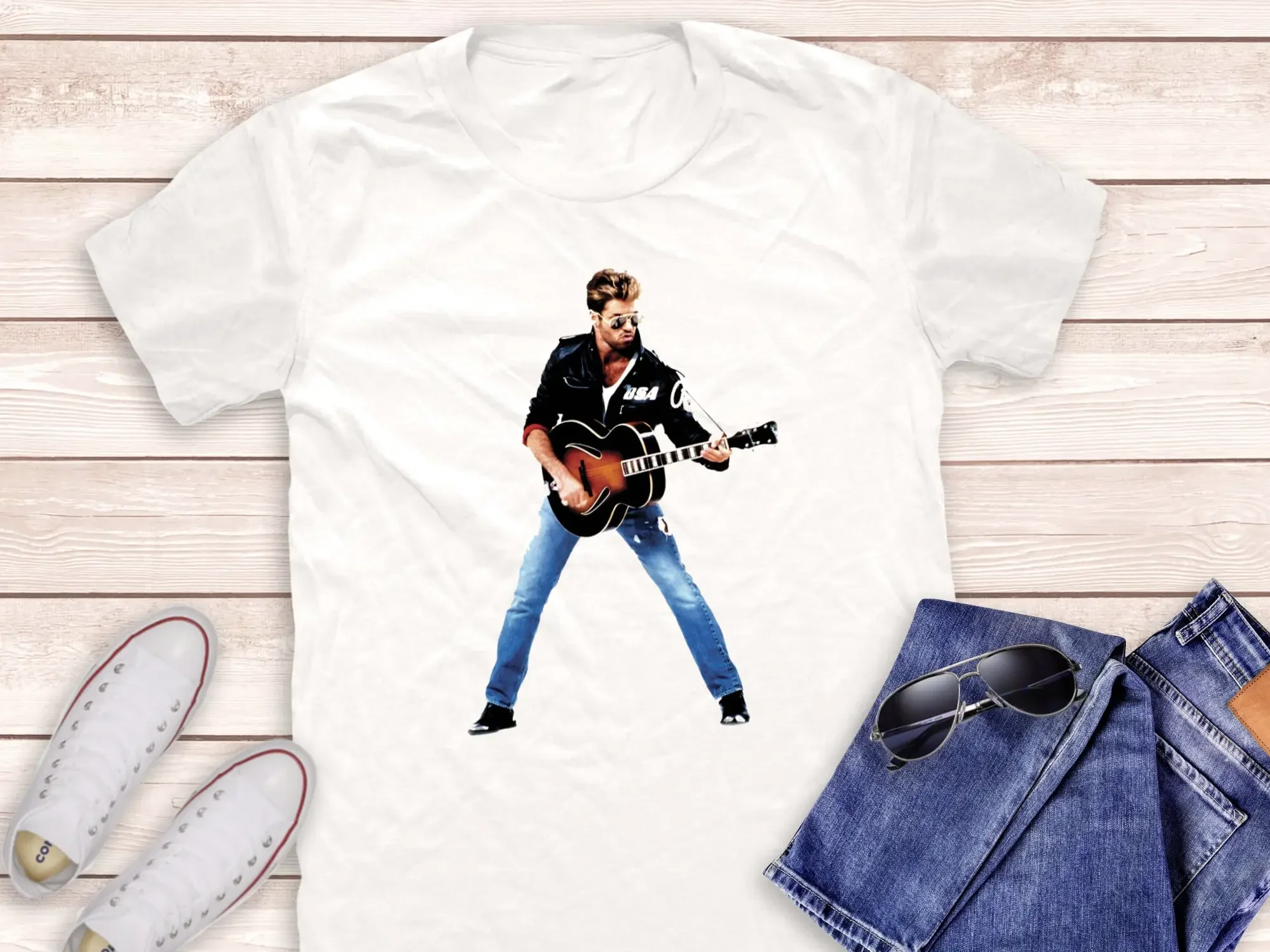 George Michael Guitartshirt, Magliette Musicali, Camicia Punk Rock, Rock N Roll
