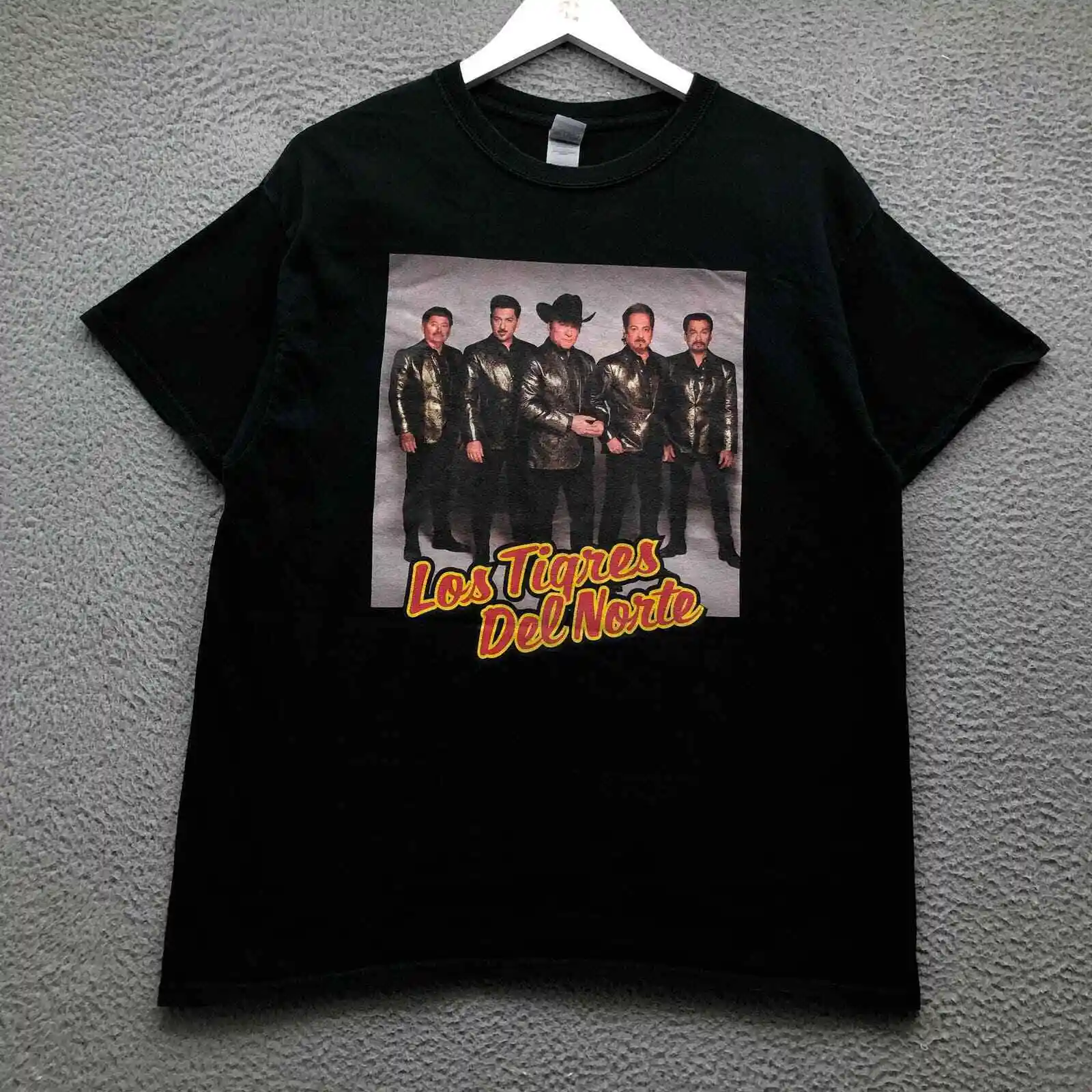 Los Tigres Del Nord T Shirt Uomo Grande Cotone Pesante Nero Maniche Lunghe O Corte