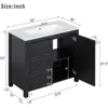 36" Bathroom Vanity Combo with Ceramic Sink,Pedestal Sink Cabinet with 2 Soft-Close Doors, SolidWood Bathroom Cabinet, Vintage 3