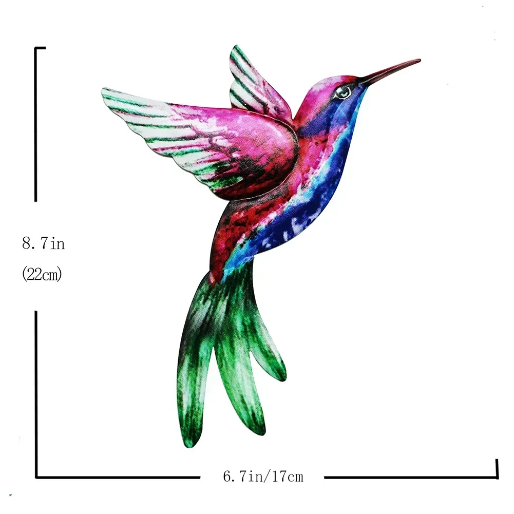 Metal Bird Wall Art Sculpture Outdoor Hanging Ornament Big Hummingbird Pendant For Garden Wall Home Decoration