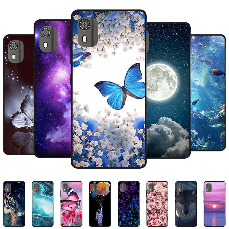 

For Nokia C02 Case Cool Popular Painted Black Silicone Soft Back Cover Case For Nokia C02 Phone Case Cover C 02 5.45 Capa Coque
