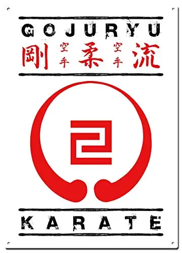 STYSLS символ Gojuryu Karate с текстом и Kanji металлические жестяные знаки, постеры Colorfast для боевых искусств, декоративные знаки настенное искусство