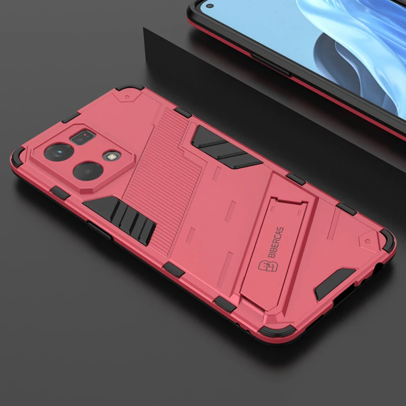 Shockproof Armor Back Cover with Kickstand for OPPO Reno Series - Anti-Fall Protective Case