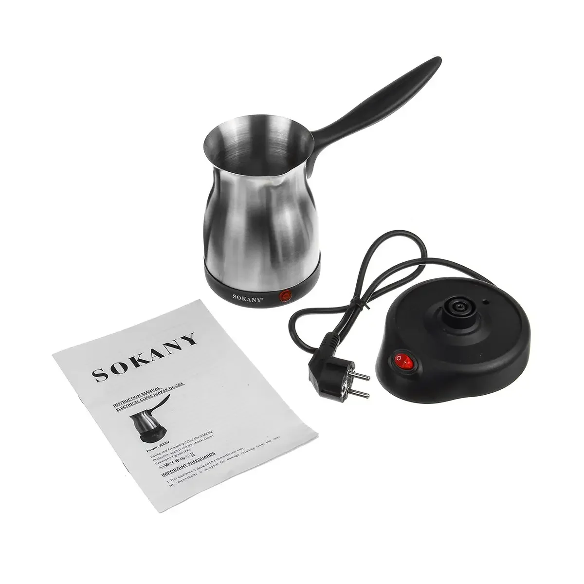 800W Portable Electric Coffee Maker Turkish Greek Coffee Machine Stainless Steel Separated Home Office Espresso Tea Moka Pot