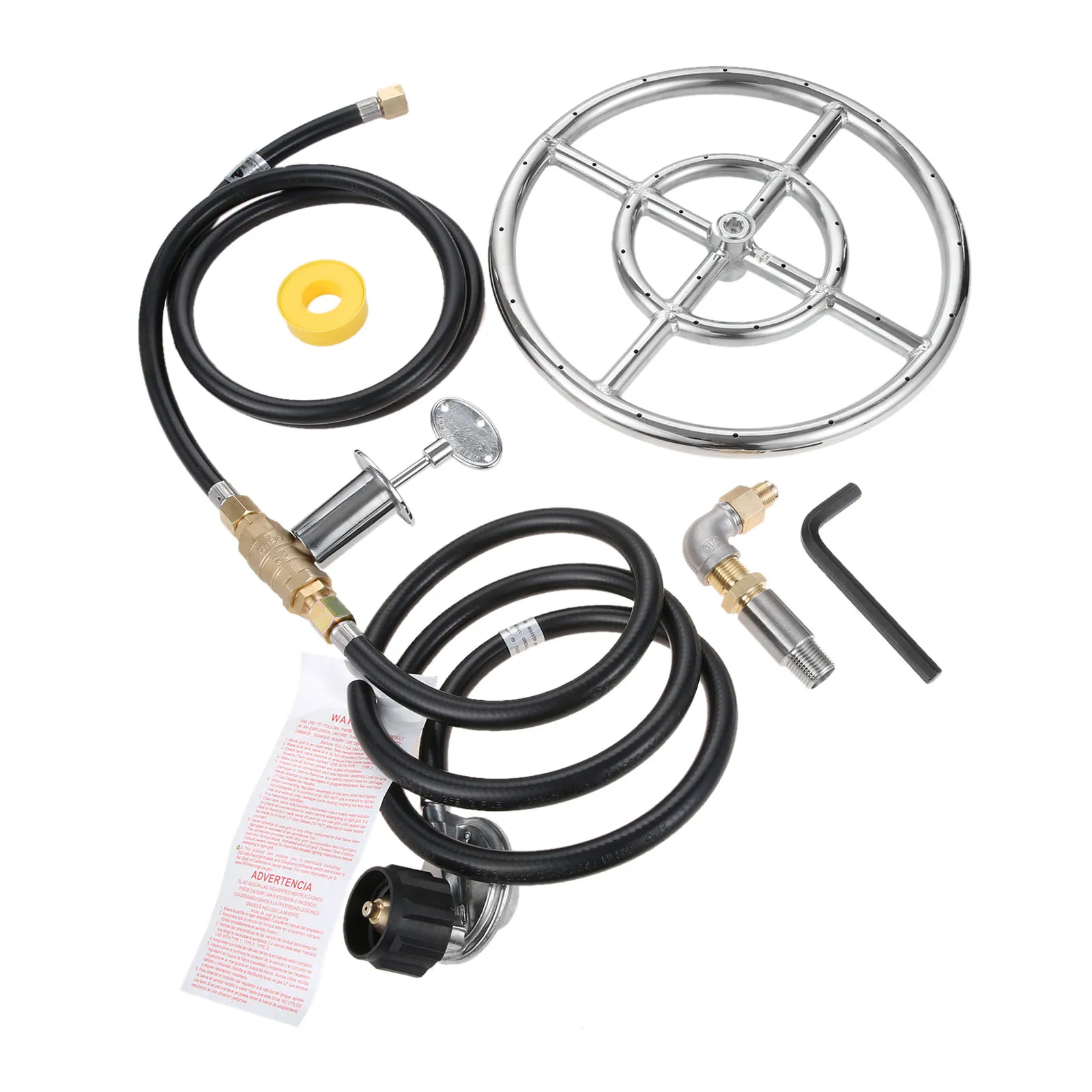 Fire Ring Burner Valve Assembly 12 inch Stainless Steel Fire Pit Installation Kit for Propane Gas Pit Outdoor Fireplaces