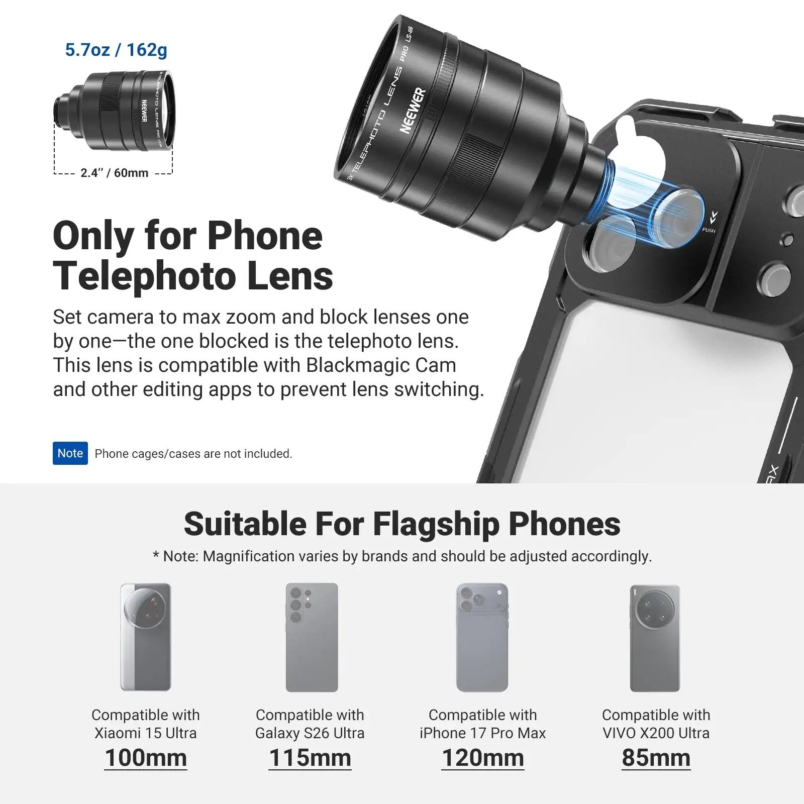 NEEWER LS-89 Teleconvertitore 3X 360mm per Obiettivo Telefoto 5X per Smartphone - Image 4