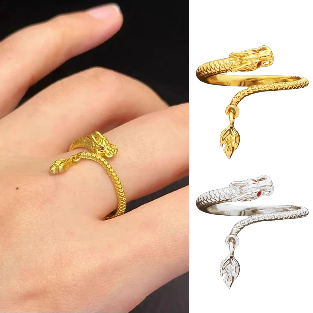Adjustable Couples Rings Retro Dragon And Phoenix Engagement Ring Fashion Jewelry