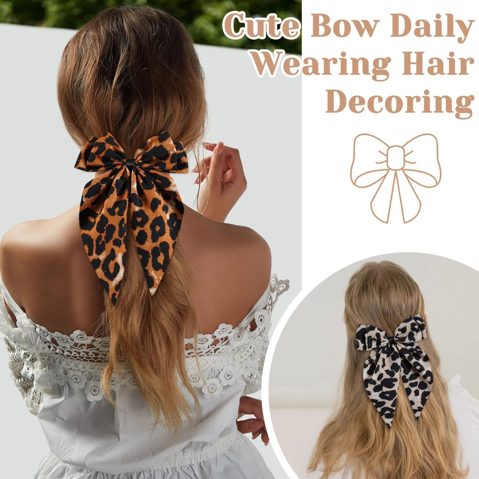 1/2PCS Leopard - Print Bow Hair Accessories, Cute Daily - Wear Hair Clips, Stylish Decor for Women's and Girls' Hairstyles