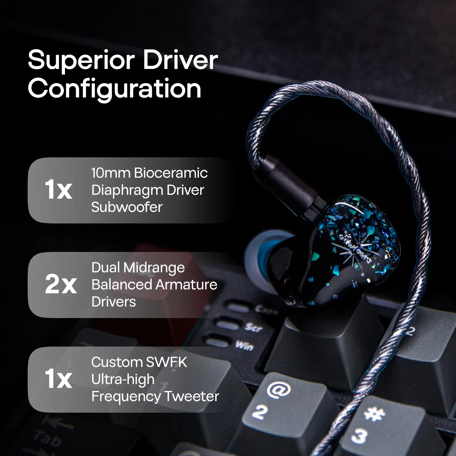 Kiwi Ears Astral 1DD+6BA イヤホン Amazon.com: Linsoul Kiwi Ears Astral 1DD+6BA Hybrid in Ear Monitor