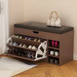 Zapatero cerrado volteado, organizador de zapatos de 3 capas con asiento de banco y unidad de armario de almacenamiento, mueble blanco para el hogar