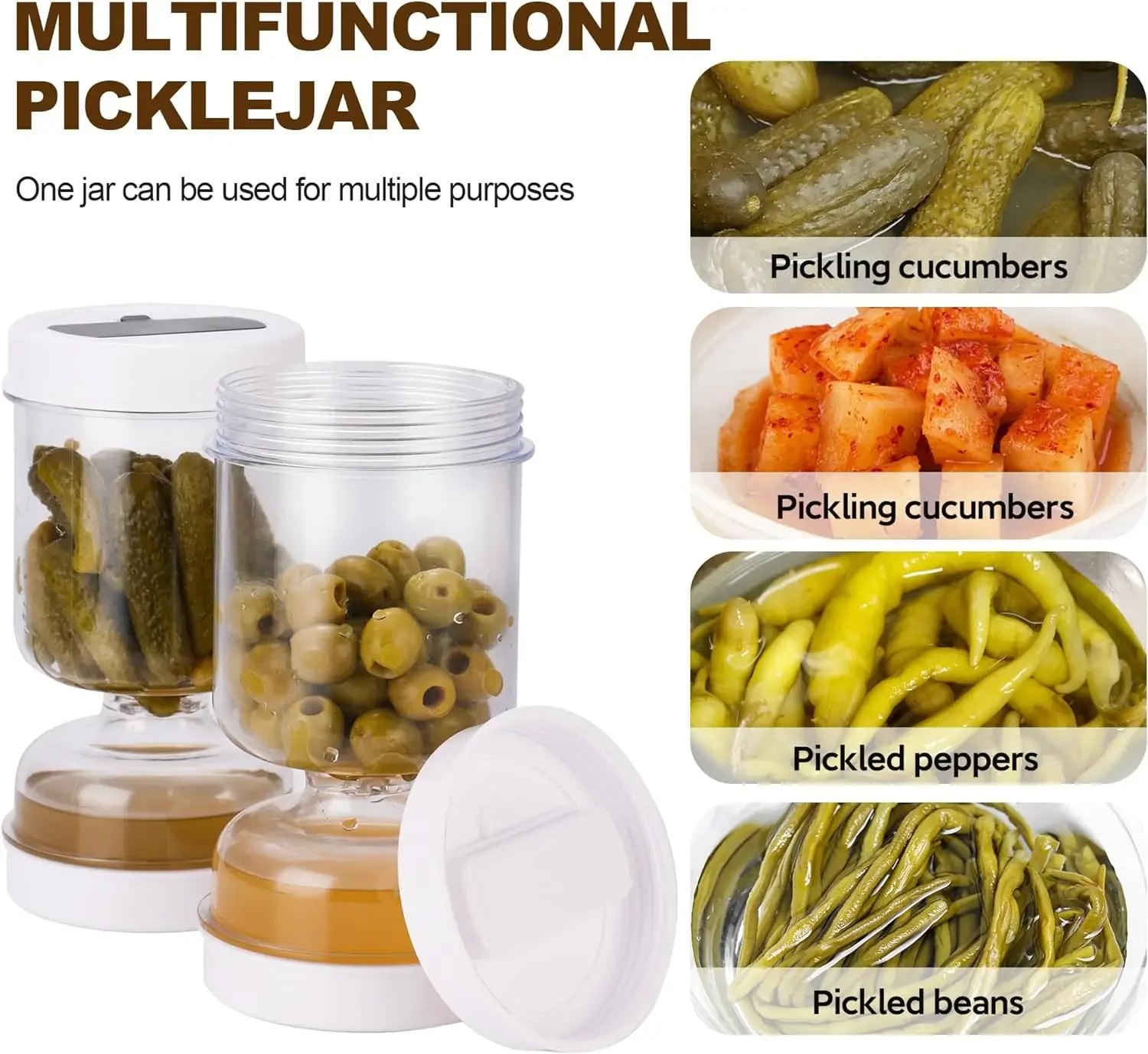Pickles Jar Dry and Wet Dispenser Food Bottle Storage Kitchen Organizer Kimchi Jar Fermentation Kit Juice Separator Container