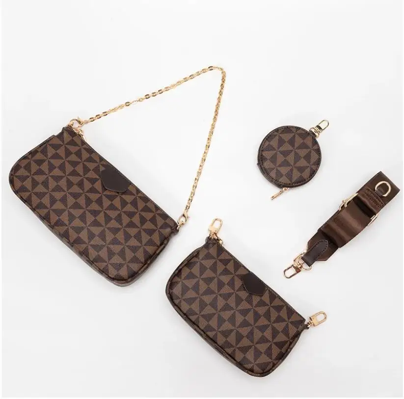 Fashion Luxury Small Leather Women's Bag Handbag Brand Designer 3-IN-1 Messenger Crossbody Strap Chains Top Handle Shoulder Bag