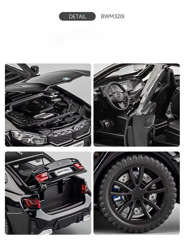 1:32 BMW 320i THE 3 G20 2023 Alloy Model Car Toy Diecasts Casting Sound and Light Car Toys For Children Vehicle 4