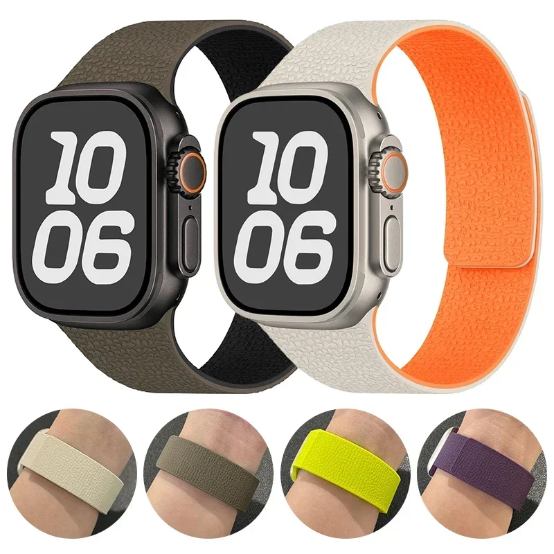 Magnetic Strap for Apple Watch Band 45mm 44mm 40mm 46mm 41mm 42 mm 38 Silicone Bracelet iWatch Series 10 9 8 7 6 Se Ultra 2 49mm