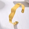 Vnox Stainless Steel Wave Bangles For Women Irregular Shape Smooth Twist Wide Cuff Bangles Party Fashion Bracelet Jewelry Gift 2