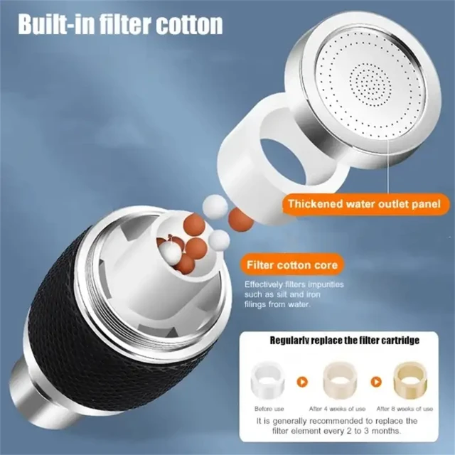 360 องศาหมุน Splash-Proof ก๊อกน้ํา Aerator Splash FILTER ก๊อกน้ํา Extender สามความเร็วปรับ Universal หัวฉีดร้อนและเย็น 3