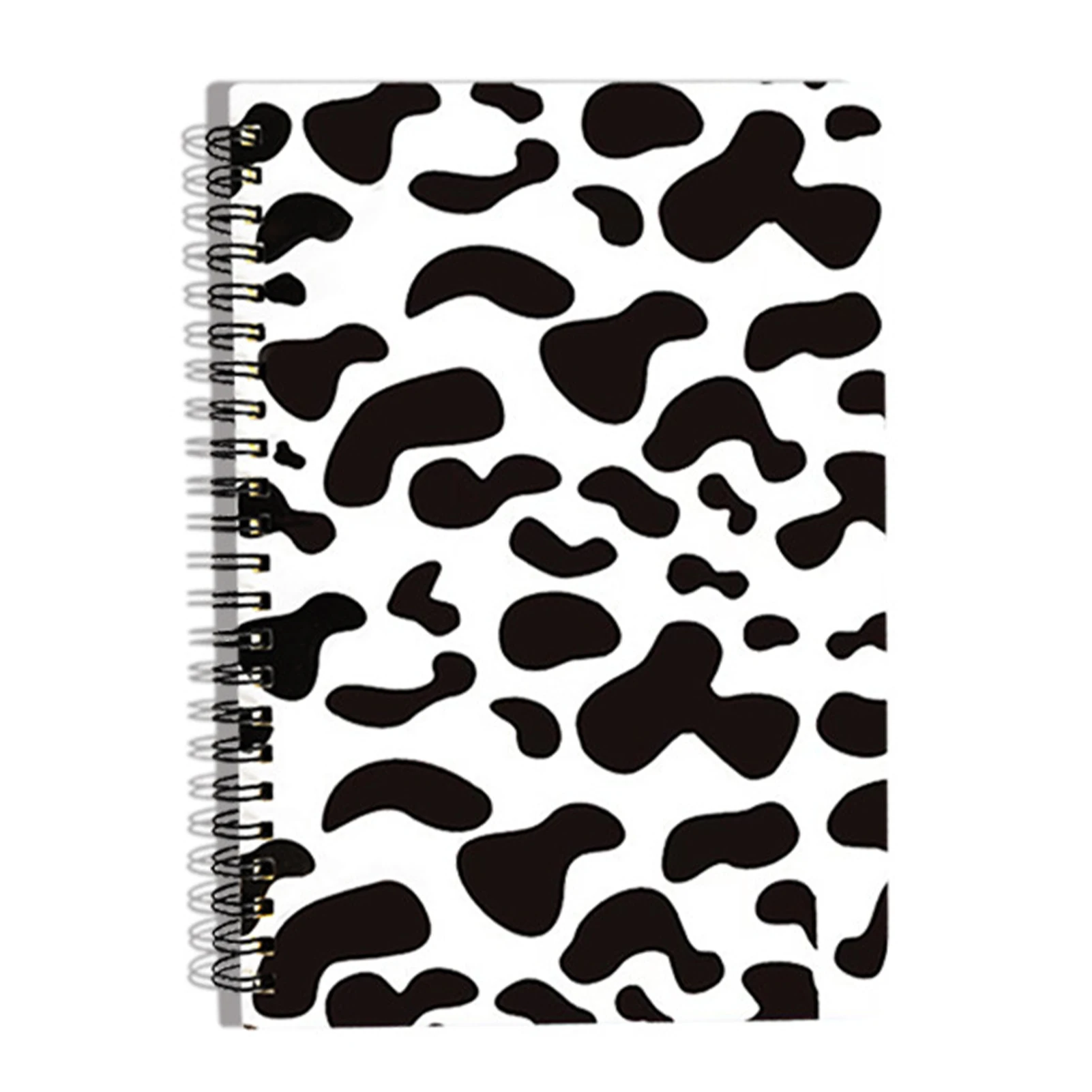 

Lined Strong Twin-Wire Binding Hardcover Black White Cow With Premium Paper Waterproof College A5 Cute Spiral Writing Notebook