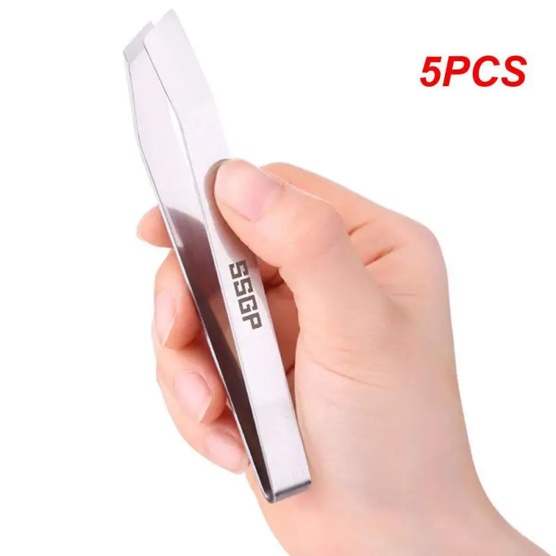 5 Pz Pinzas Planas Y Inclinadas De Acero Inoxidable, Herramienta Para Quitar Huesos De Pescado (4,6 "), Utensili De Cocina