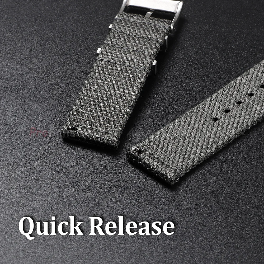 Premium Khaki Nylon Sailcloth Canvas Watch Strap - Universal Soft Sport Bracelet