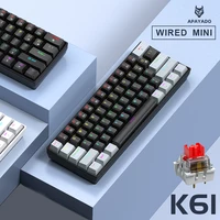 APAYADO K61 Mini Mechanical Keyboard,Wired,61 Keys,Phantom RGB, Black/White Red/Blue Mechanical Switch for Gaming,60% Portable 4