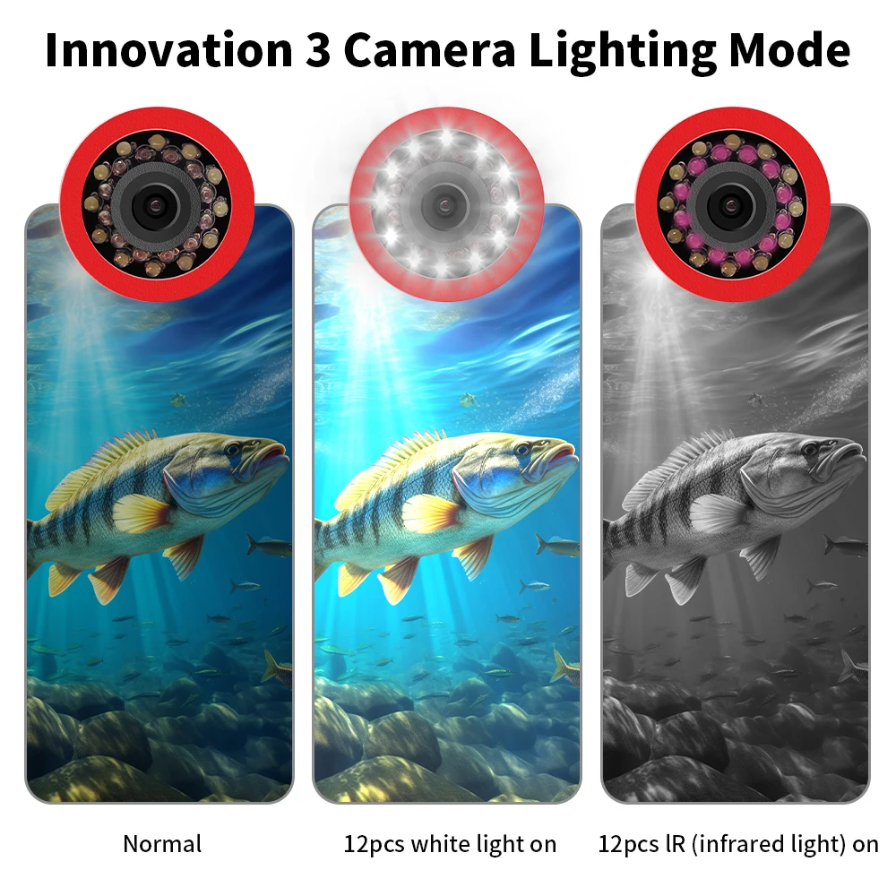7 Inch DVR Underwater Fishing Camera 15M Infrared 24PCS Lights Waterproof Fish Finder Camera Winter Ice Fishing