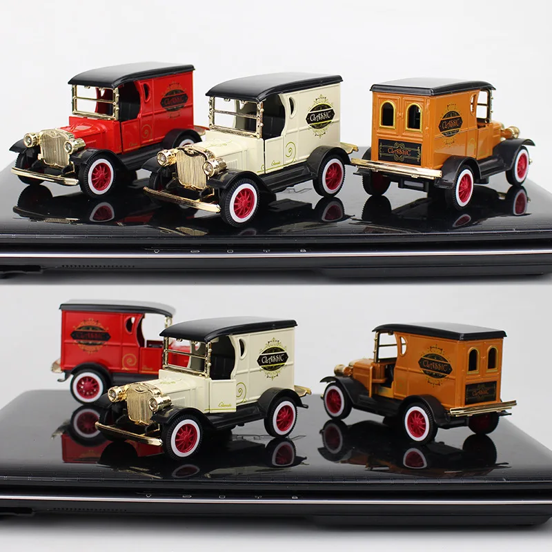 1:32 Mini Retro Vintage Car Diecast Model Metal Vehicle Pull Back T-Shaped Ft Small Car Simulation Collection Regali Giocattoli Ragazzi