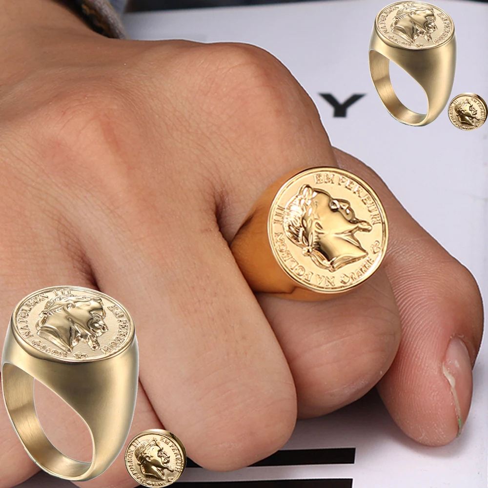 7/8/9/10/11/12/13/14 Edelstahl Französisch Großer Mann Skulptur Ring Gold Farbe Wasserdichte Statue Finger Schmuck Drop Shipping