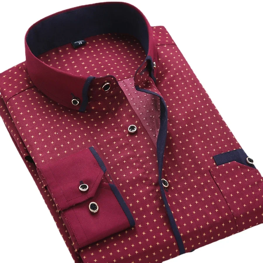 Men Fashion Casual Long Sleeved Printed Shirt Slim Fit Male Social Business Dress Shirt Brand Men Clothing Soft Comfortable dress shirts men casual shirts