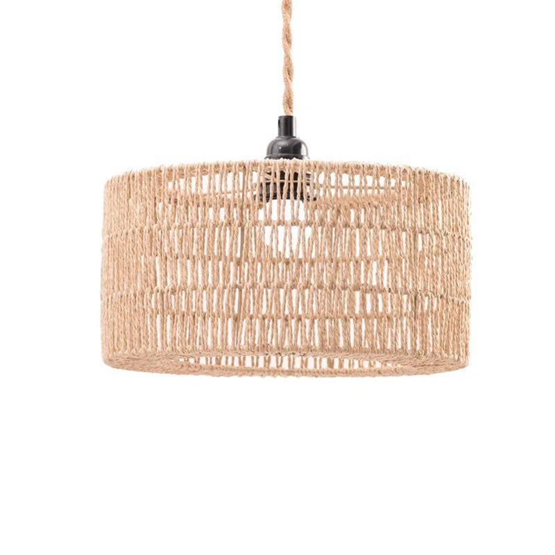 AB46-Paper Rope Lampshade Ceiling Light Shade Boho Chandelier Shade Bulb Guard For Restaurant Cafe Living Room