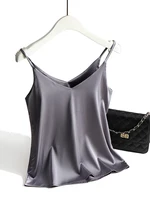 AOSSVIAO 2026 Spaghetti Strap Top Women Halter V Neck Basic White Cami Sleeveless Satin Silk Tank Tops Women'S Summer Camisole - Image 2
