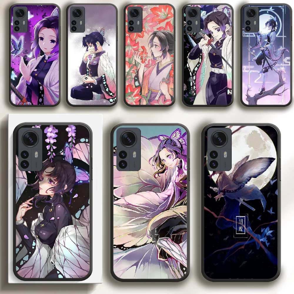 Demon Slayer Kochou Shinobu Funda De Teléfono Para Xiaomi Mi 11 12 13 T Pro Lite Ultra Poco X3 X4 X5 F5 Tpu Negro Suave