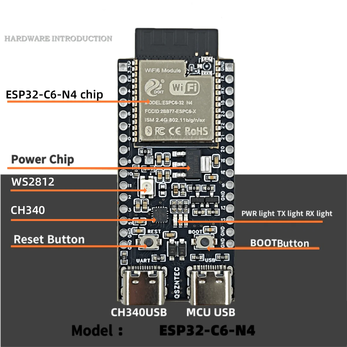 รูปสินค้า บอร์ดพัฒนา ESP32-C6 ใช้งานร่วมกับโมดูลได้