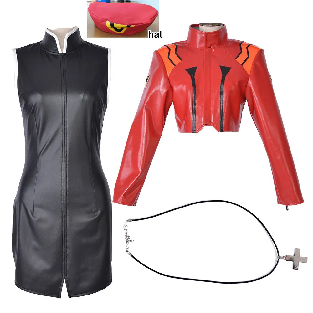 Anime Katsuragi Misato Leather Coat Cosplay Costume Hoodie Jacket Custom Made - AliExpress 200000532