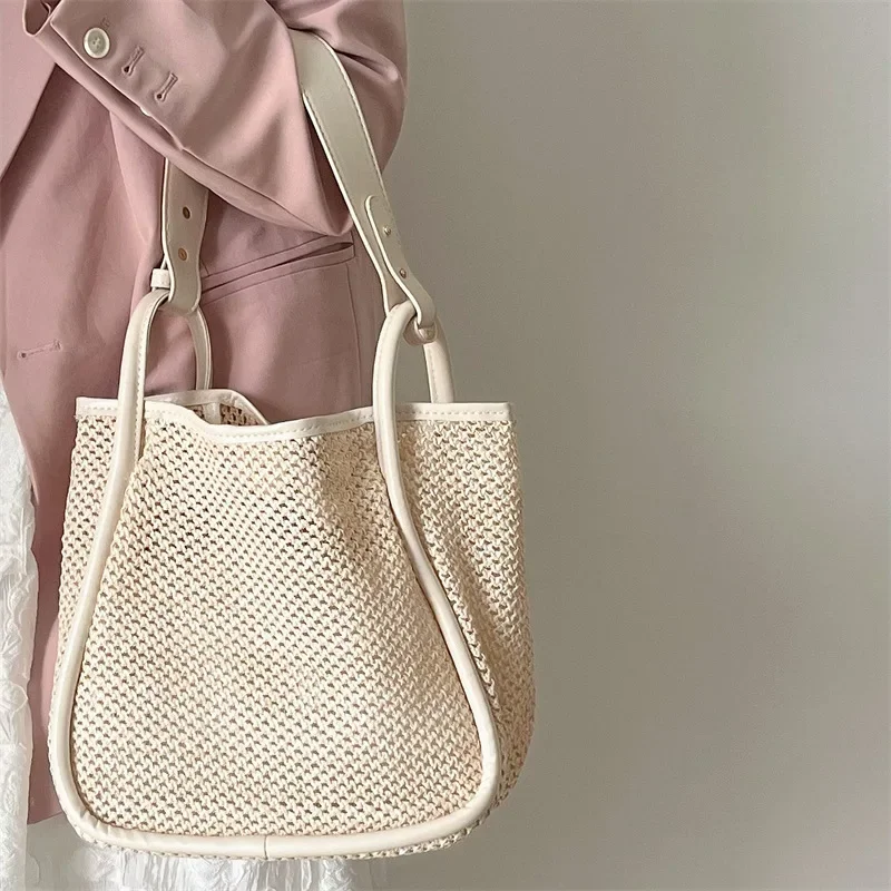 

Woven Large Capacity Bag Women's New Fashion Versatile Shoulder Commuter Bag Atmospheric Handbag Fashion