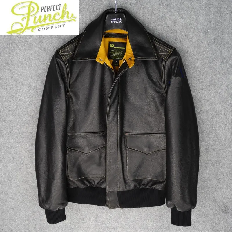 

Мужская летная куртка из телячьей кожи, облегающая куртка